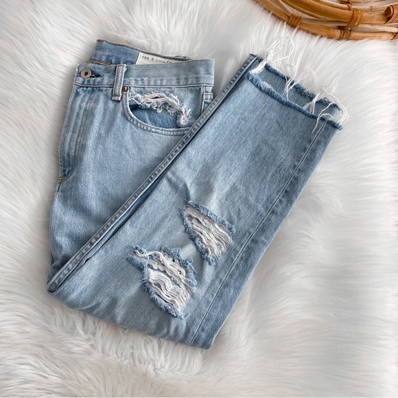 Rag & Bone Marilyn Jean in Union Pool Light Blue Distressed Raw Hem Fray 26 - Picture 3 of 13